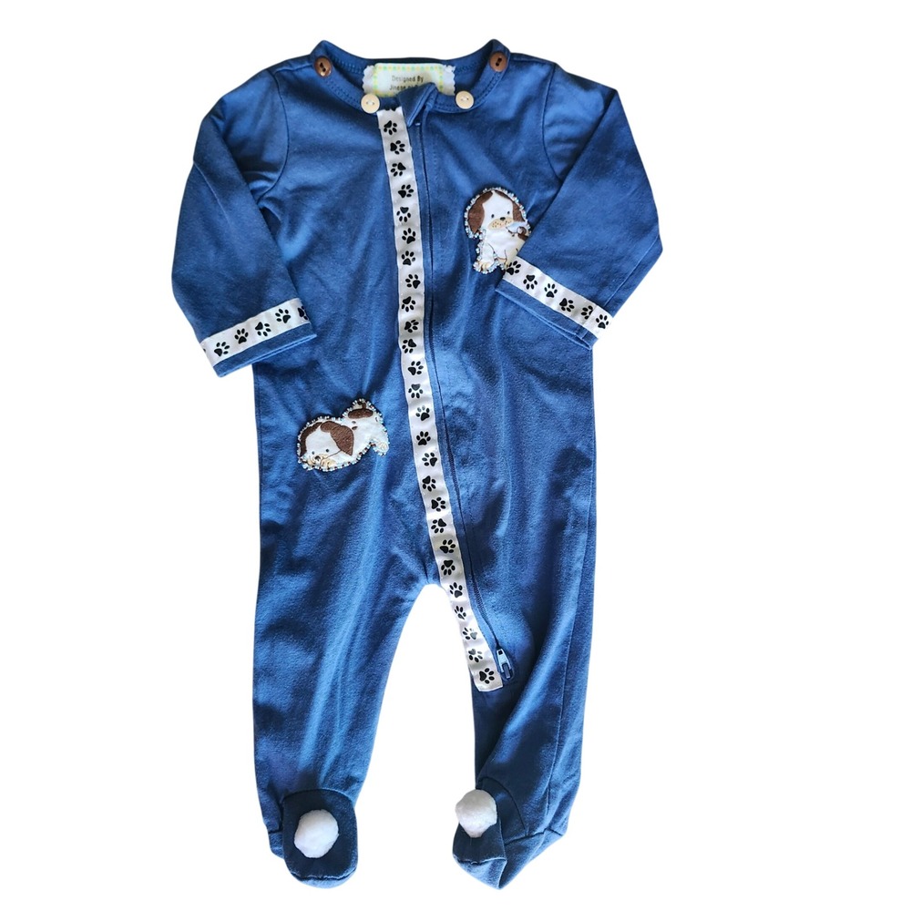 Jinene n Bead Pokey Little Puppy Beaded Footed Sleeper Pajamas 0-3 Months - Picture 2 of 5